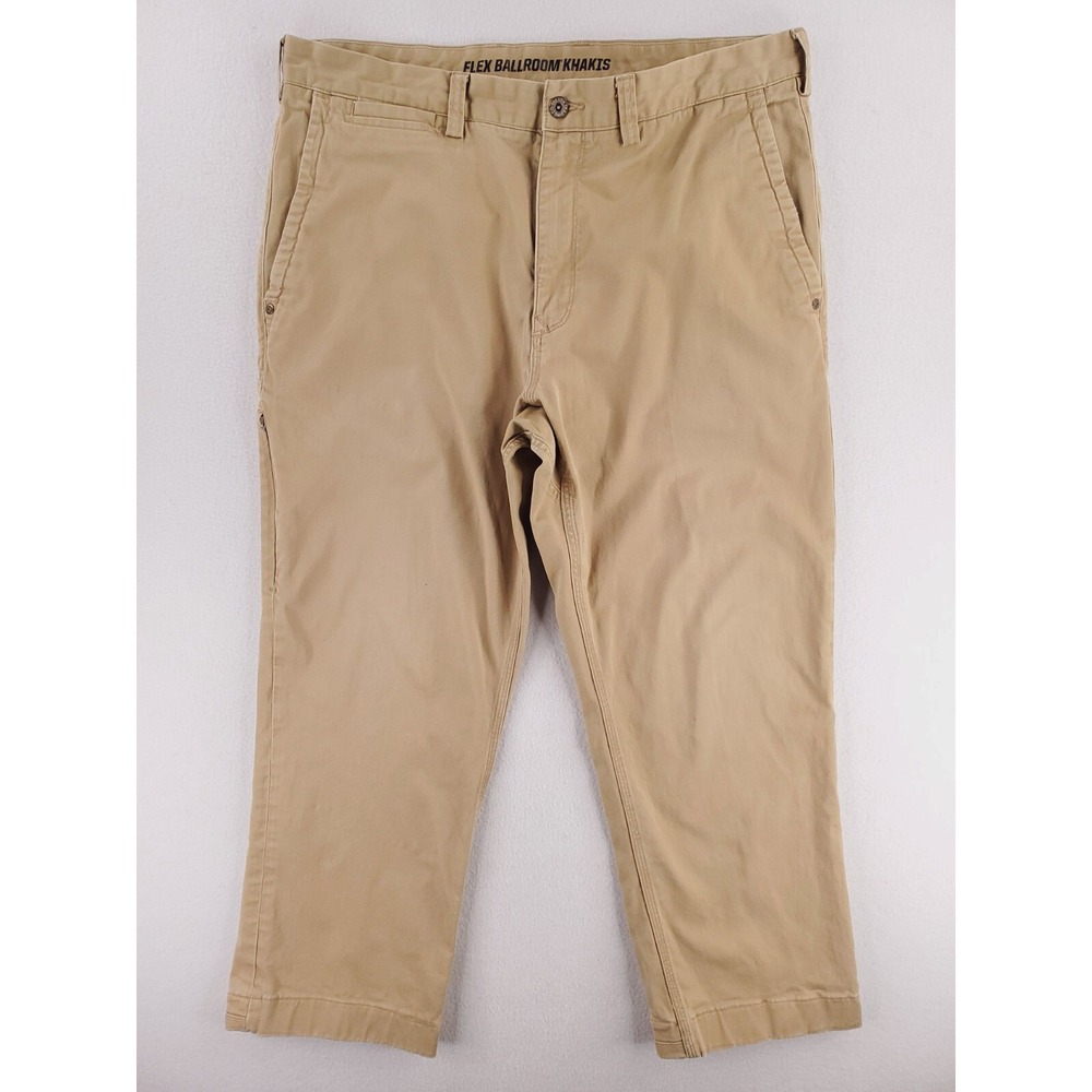 Duluth Trading Pants Mens 36x27* Khaki Flex Ballroom Khakis Flat‎ Front Utility